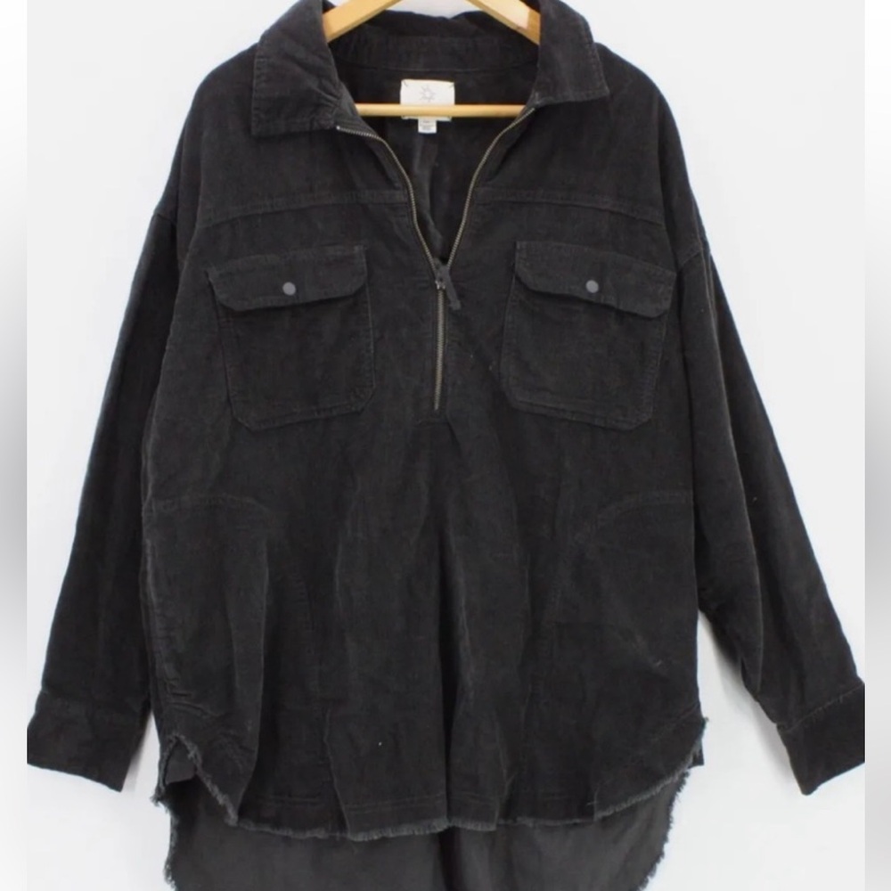 Offline by aerie Corduroy Charcoal Grey quarter zip tunic